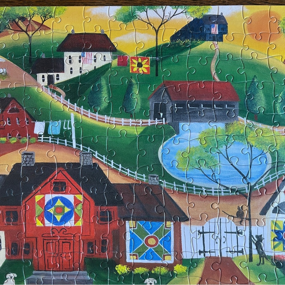 “Sunrise Colorful Country Quilt” Cheryl Bartley Americana 300 Piece Puzzle - Picture 5 of 15